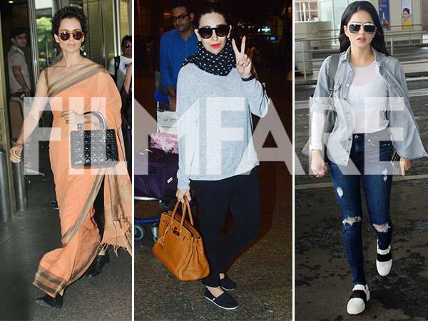 Kangana Ranaut Karisma Kapoor and Sunny Leone ace their looks at the airport. 